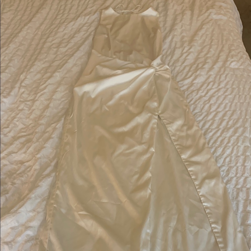 Abercrombie Satin Cream Halter Midi Dress | Size M